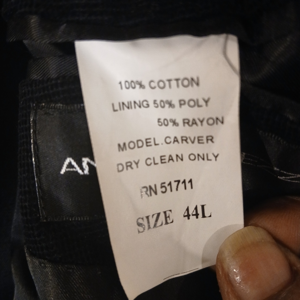 Andrew Fezza Mens Black Corduroy Blazer Sz 44 L - Picture 7 of 8